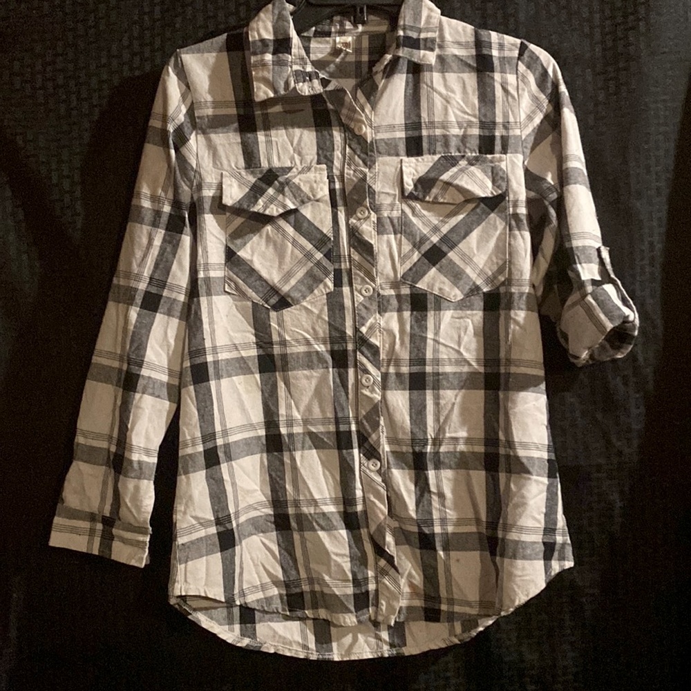 Lou Si Ran black and white plaid top